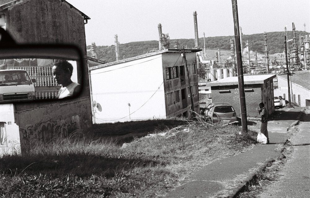 Black and white street scene