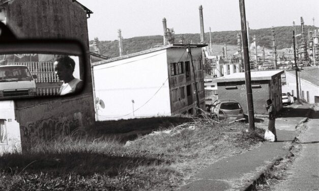 Black and white street scene