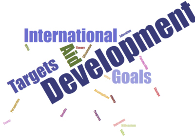 Word cloud with Development, goals, international, aid and targets as the main words