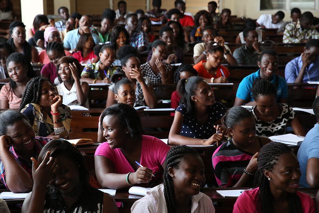 Students in a lecture in Ghana