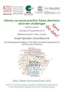 Save the date! - Literacy as social practice: future directions and new challenges