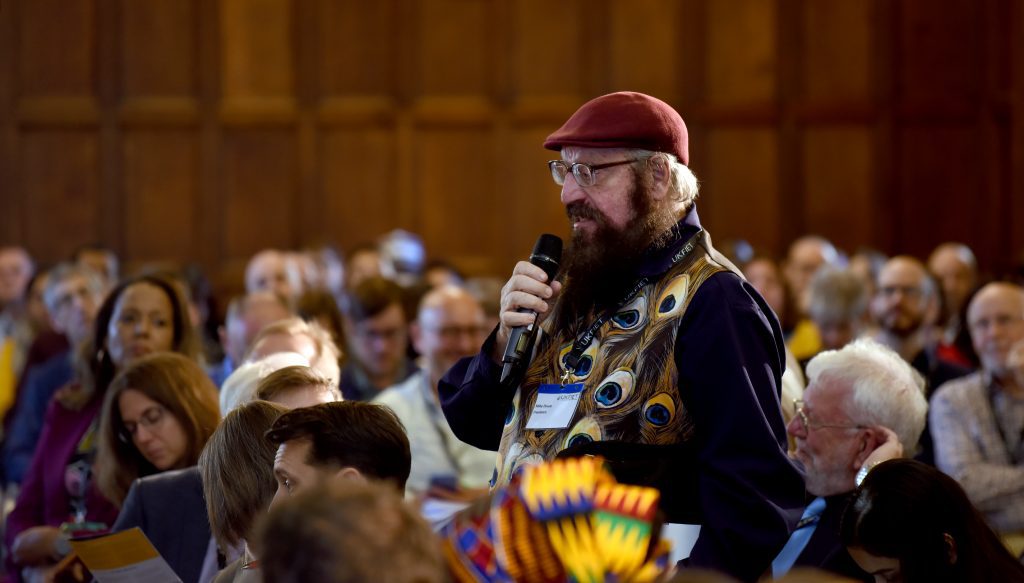 Mike Douse asking a question at the opening plenary 2019