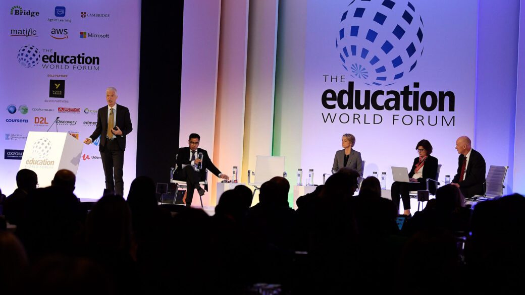 Andreas-Schleicher speaking on stage at the Education world forum