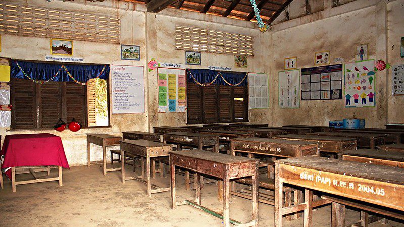 An empty  Banteay Dek Primary School classroom