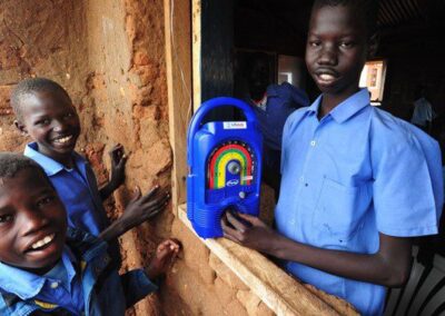 African boys with a radio