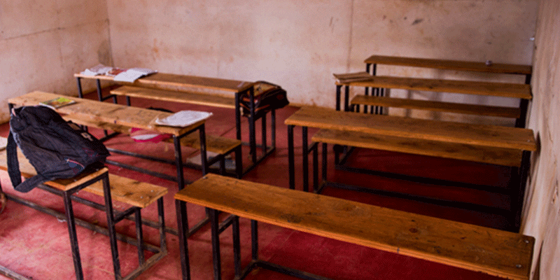 Empty desks and chairs