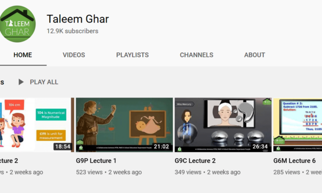 Taleem Ghar You Tube page with lecture options