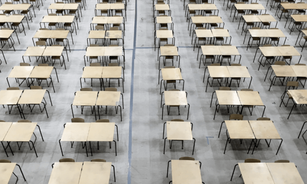 Empty desks and Chairs an aerial view