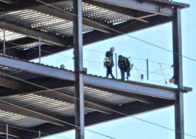 Men on building project of a steel structure