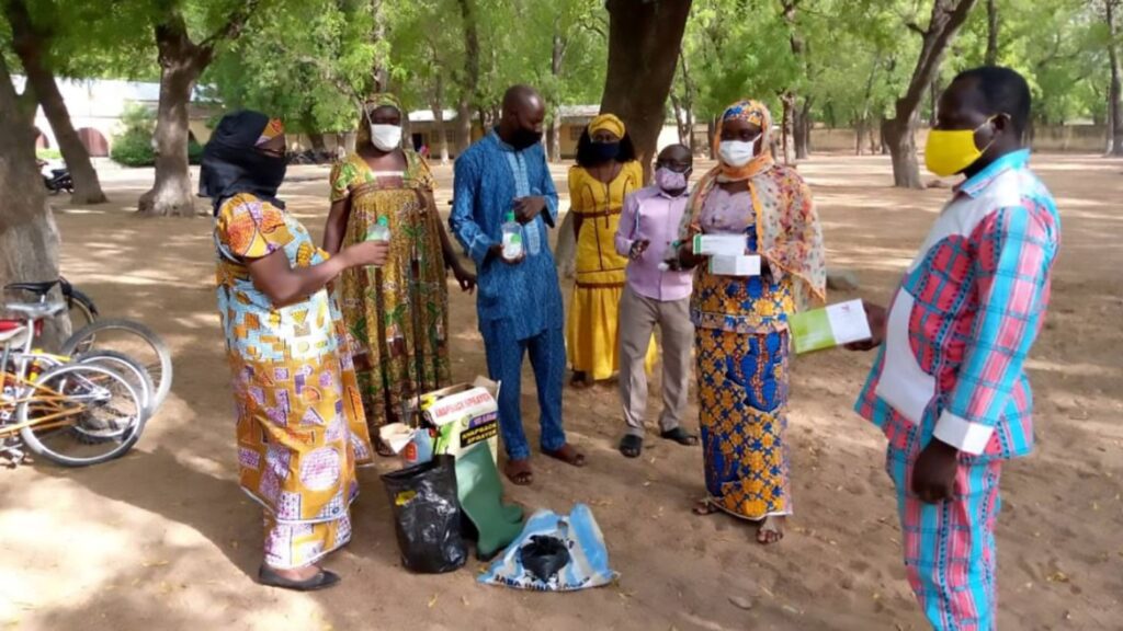 A group of teacher from cameroon with masks