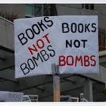 Books not bombs placard