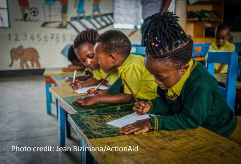 African primary school children in a classroom