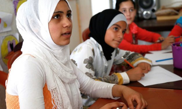 Syrian girls in classroom