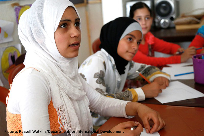 Syrian girls in classroom