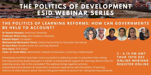ESID webinar - The politics of learning reforms: How can governments be held to account?