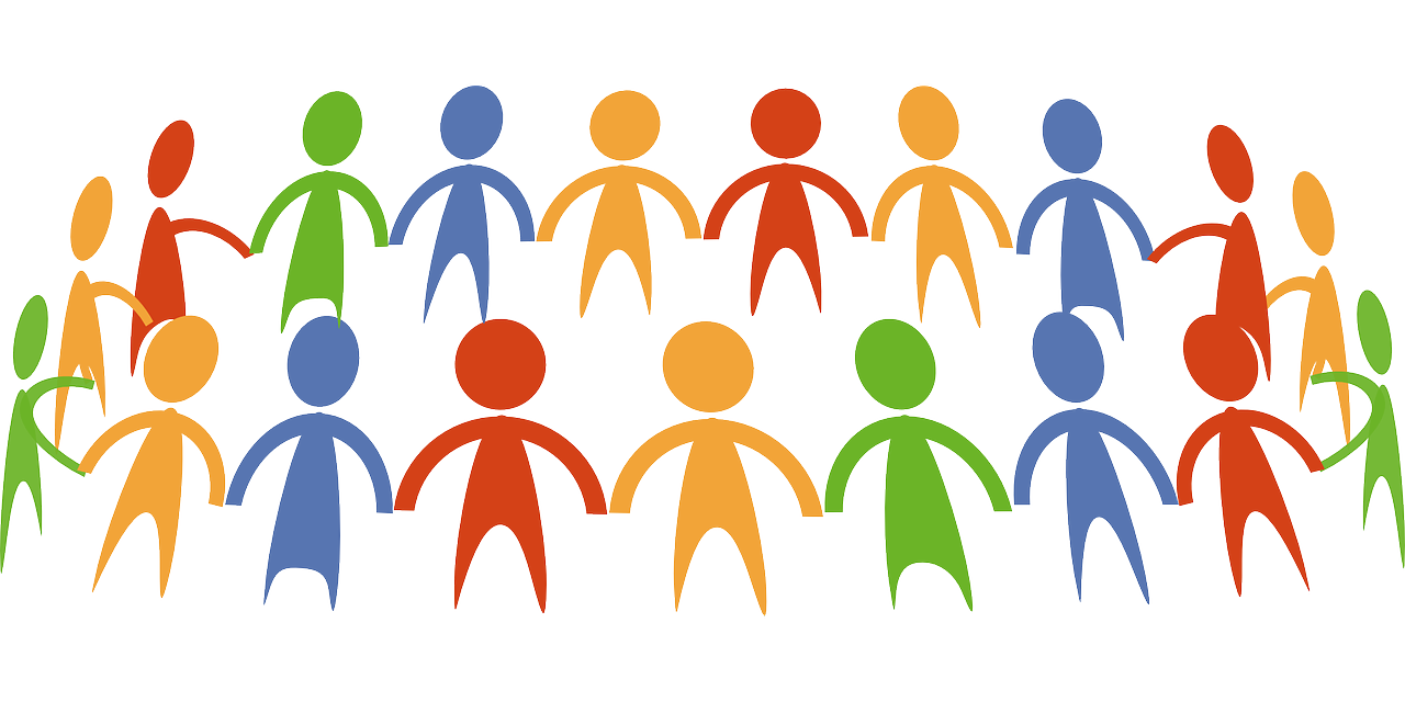 multi coloured stick people in  circle