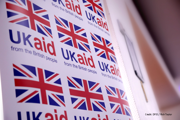 Union Flag and UKAid poster