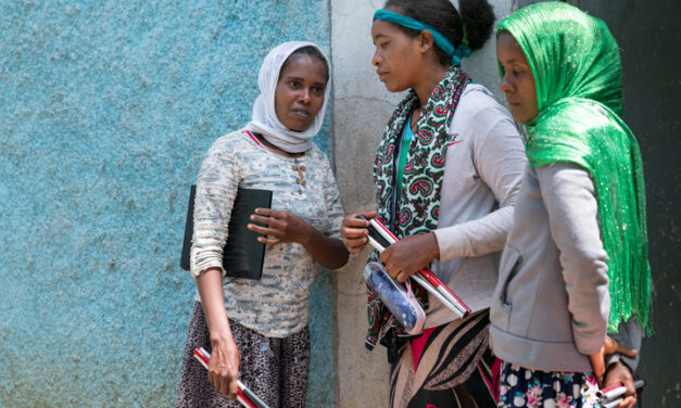 two teenage girl Students at Sebeta School for the Blind with their canes, Oromia, Ethiopia