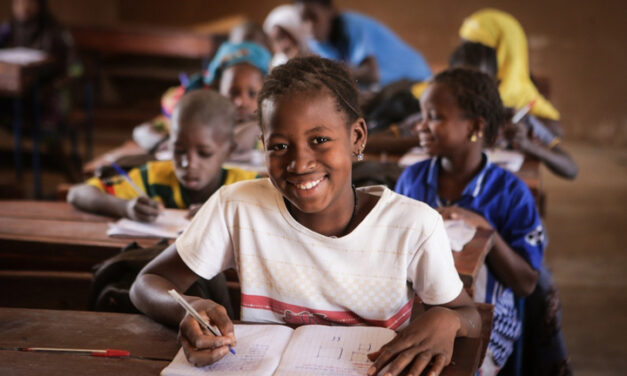A girl at a desk in Mali