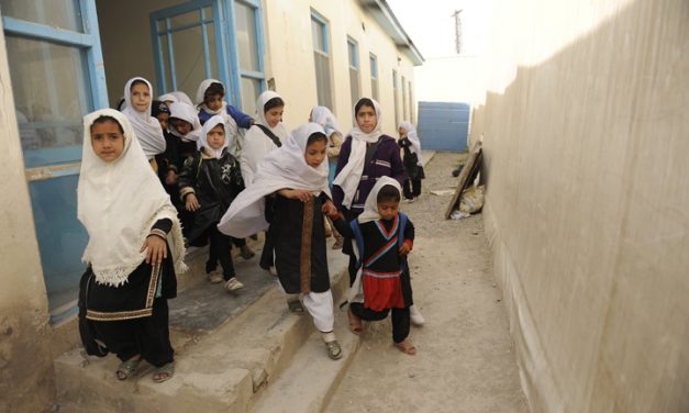 Girls at Ayno Meena Number Two school in the city of Kandahar, Afghanistan.