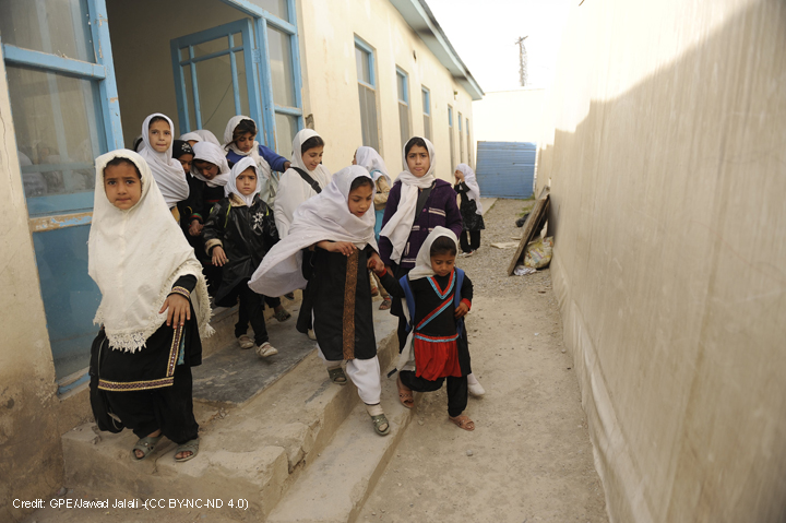 Girls at Ayno Meena Number Two school in the city of Kandahar, Afghanistan.