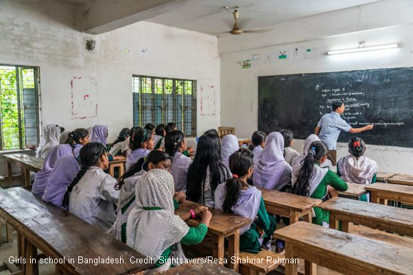 Girls in classroom in Bangladesh