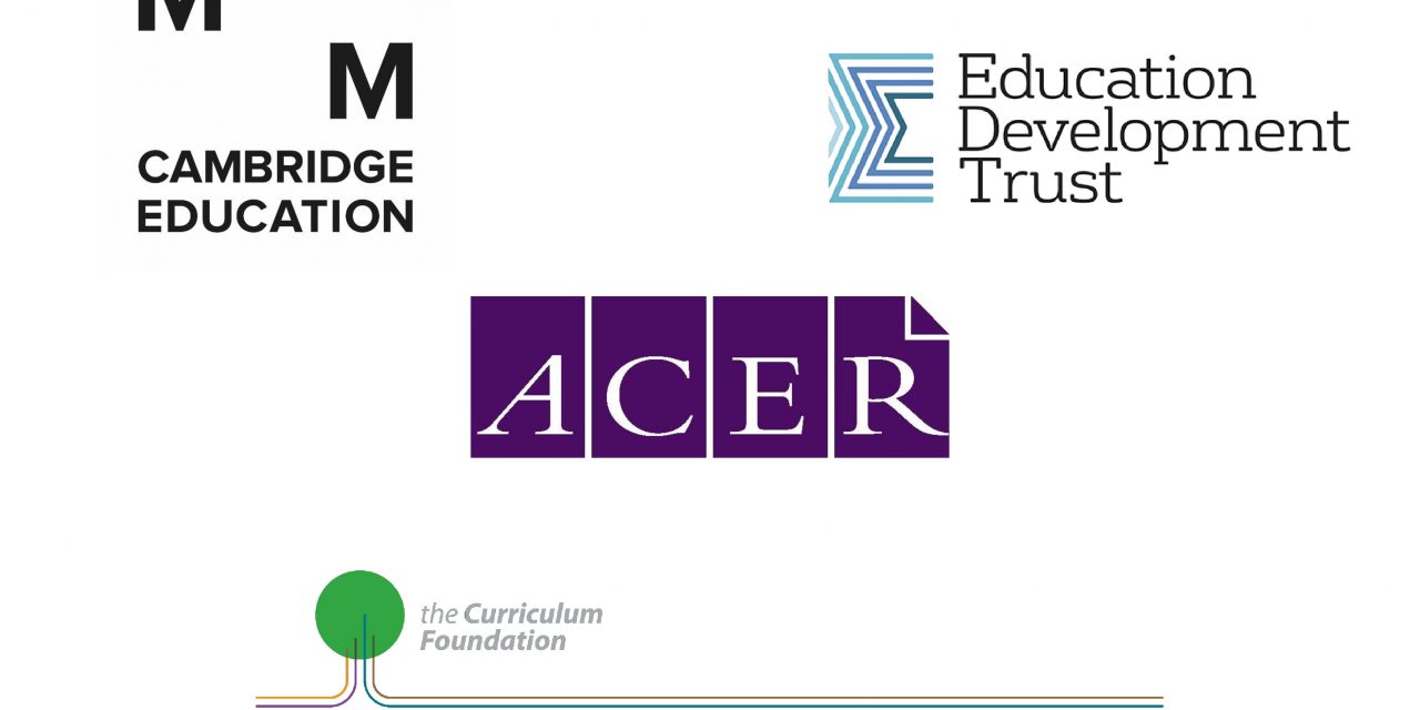 Logos of conference theme sponsors: Cambridge Education, Education Development Trust, ACER, Curriculum Foundation
