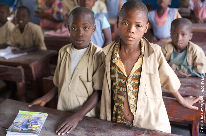 Boys in rural classroom in Mali