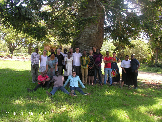 VET Africa 4.0 team under a tree at Rhodes University 2019