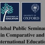 Global public seminars in Comparative and International Education Logos for University of Oxford and Department of Education, Oxford