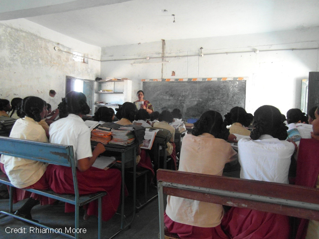 Classroom of female students in Southern India.