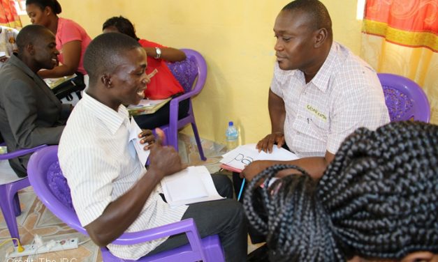 teachers doing pair work in a workshop, Sierra Leone