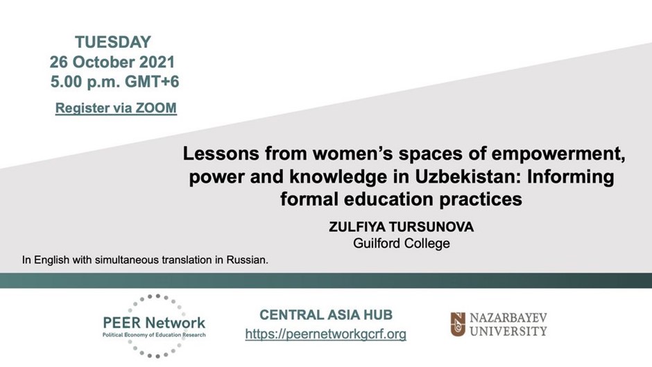 Lessons from women’s spaces of empowerment, power and knowledge in Uzbekistan: Informing formal education practices