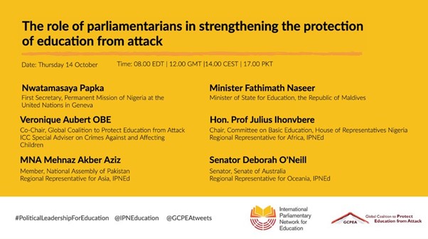 The role of parliamentarians in strengthening the protection of education from attack