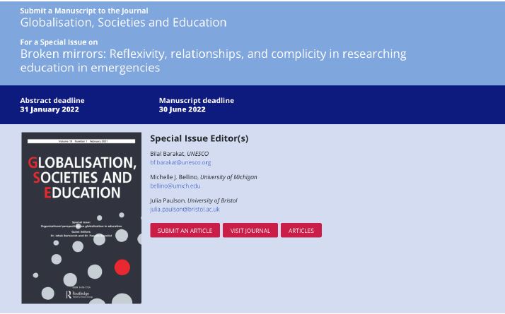 Special Issue call for papers - Broken mirrors: Reflexivity ...