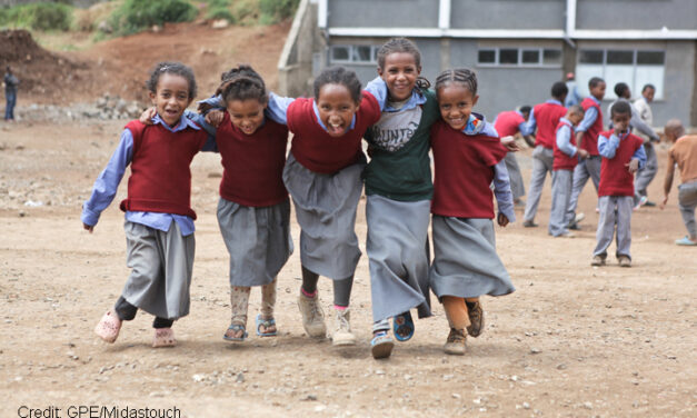 School girls playing in playground at Hidassie School, Addis Ababa, Ethiopia