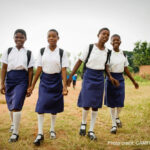 four girls walking to school in Zomba, Malawi