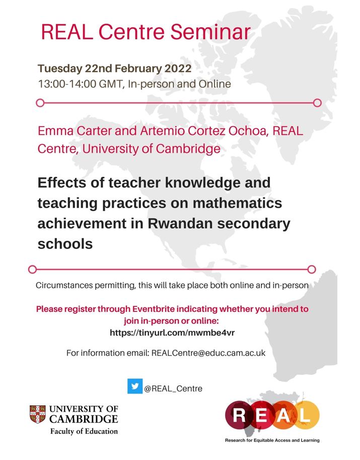 Poster advertising the REAL Centre seminar on 22 Feb 2022