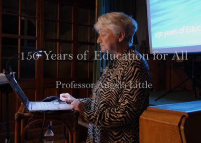 Still image of Professor Angela Little giving talk for the Michael Heritage Trust to mark the 150th anniversary of the 1872 Isle of Man Act for Public Elementary Education.