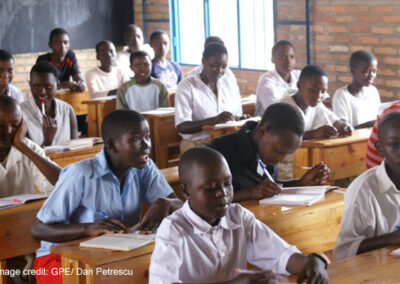 Students sitting in a classroom in Rwanda