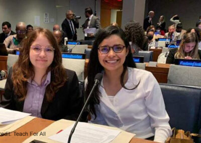 Enseña por México alumna Daniela González (right) and Enseña por México student and former Teach For All Student Leader Advisory Council member Paola Parra Leggs spoke on a panel on student leadership and transformational teaching.