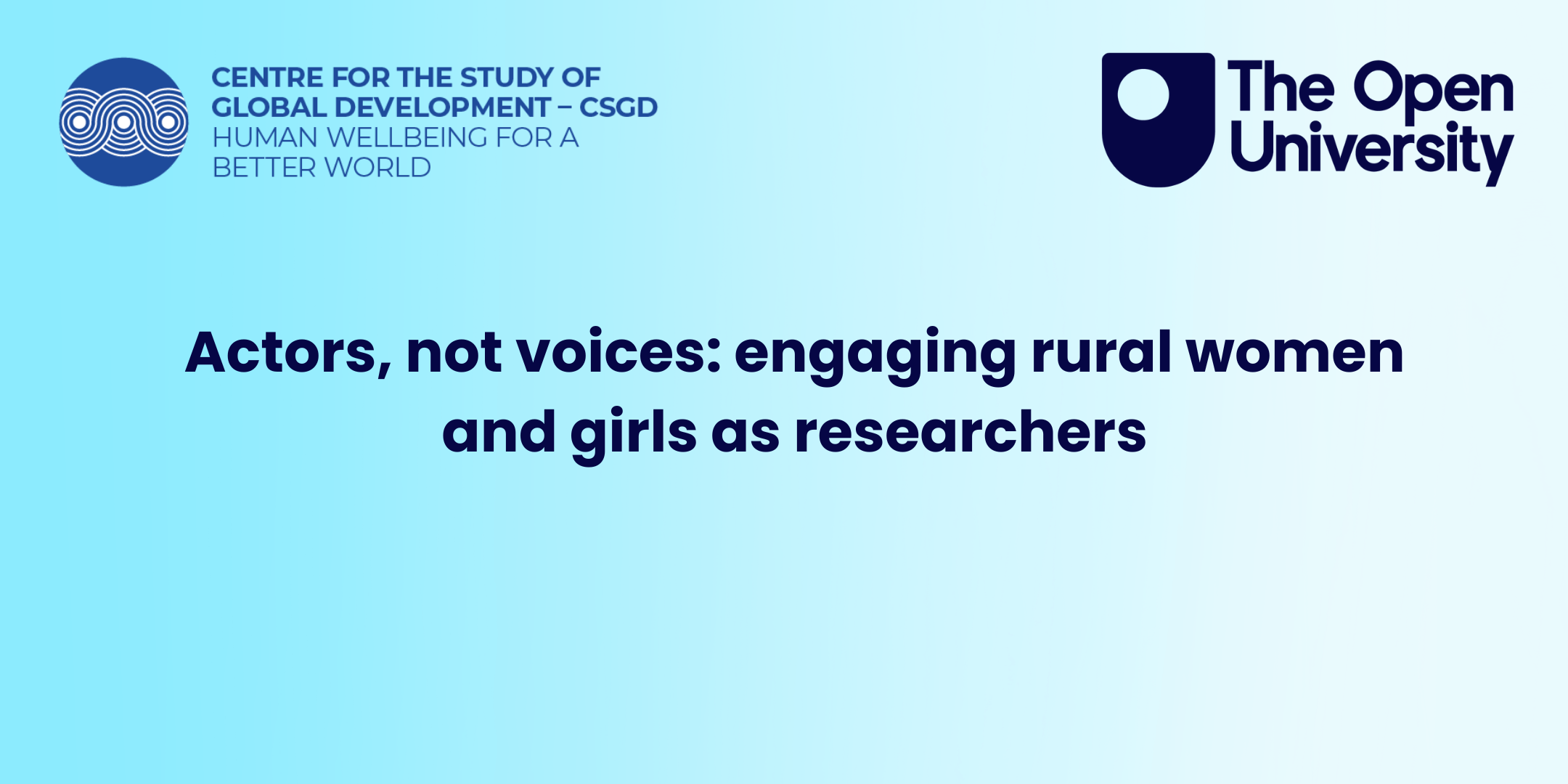 Actors, not voices: engaging rural women and girls as researchers