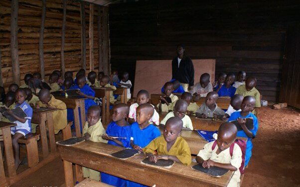 Primary school children in a classroom in Rwanda.