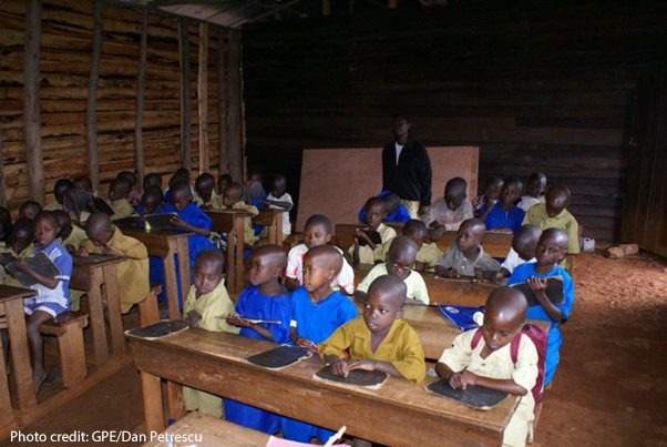 Primary school children in a classroom in Rwanda.