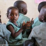 A young girl in class at the KDEC Pre-Primary School Masorie, Sierra Leone, January 2019.