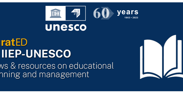 CuratEd by IIEP-UNESCO News and resources on educational planning and management. UNESCO logo with 60 year anniversary. Icon of a book