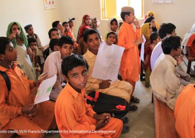 Mohsin Junejo (the boy front centre) is back in school in Nawan Juneja village, in Pakistan's Sindh province, but his family still live in a tent following the 2010 flood. His village as completely underwater for months.