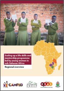 Report cover for the new publication ‘Scaling up a life skills and mentorship programme led by young women in sub-Saharan Africa: Regional overview’