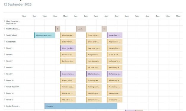 an outline schedule of sessions