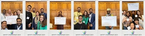 Six photos taken at the selfie pod at the 2023 UKFIET Conference 